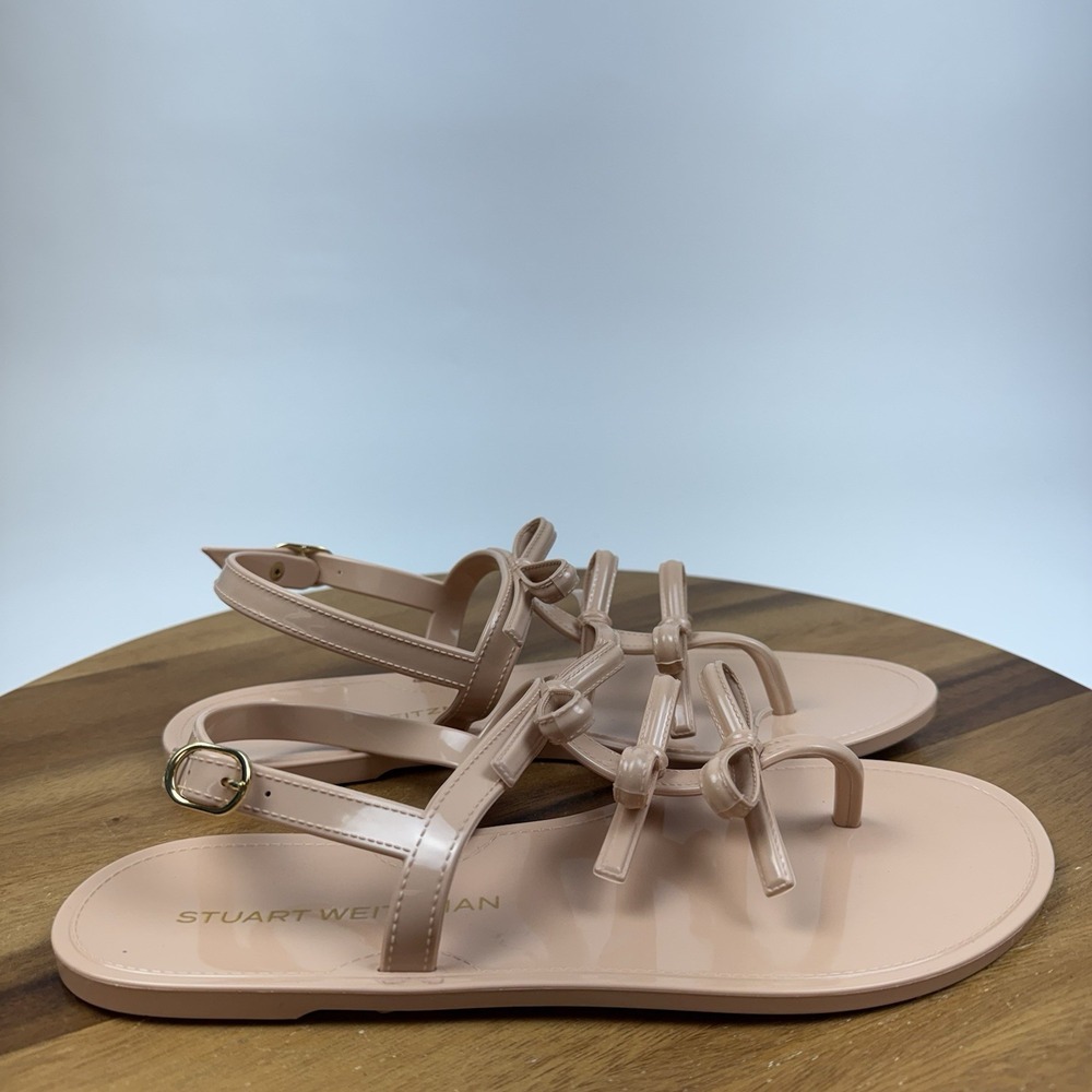 Womens Stuart Weitzman Felicity Jelly Nude Strappy Bow Sandals Shoes Size 9 B